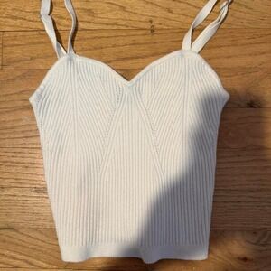 Wild Fable White Ribbed Tank Top Adjustable Straps Sweetheart Neck Cami XS
